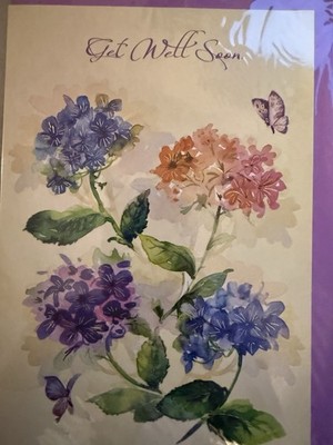 ''Get Well Soon!'' Card -Flowers on the cover -  (5.25'' X 7.5'')