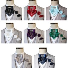 Formal occasion accessory set with lapel flower, collar tie and square