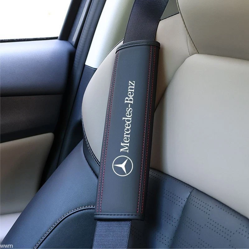 2 Housses De Ceinture De Sécurité En Coton Pour Mercedes-Benz - Noir - Protection D'épaule