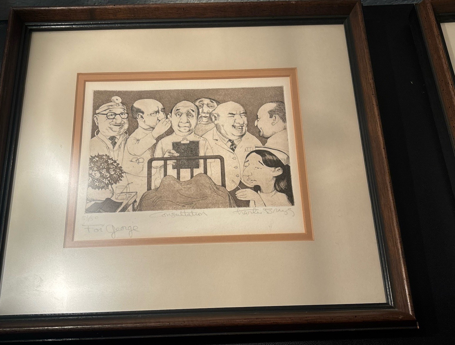 Framed Cartoon Figure Drawings Set of 5. Small Art Portraits on Paper