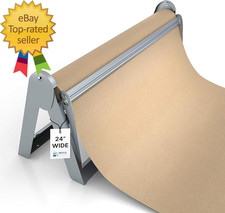 24 Inch Paper Roll Dispenser and Cutter Wall Mountable Non-Slip Tabletop