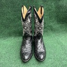 Rancho Semental Exotic Ostrich Leather Black Cowboy Western Boots Mens 9 — photo 2