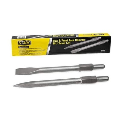 2-Pieces 1-1/8'' Shank Bull Point Chisel Bit For Demo Demolition Jack Hammer
