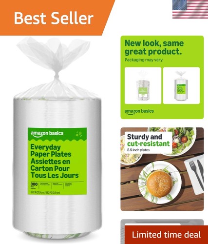 Everyday Paper Plates, 8.62 Inch, Disposable, 300 Count, Packaging May Vary