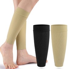 1 Pair Unisex Calf Support Sleeves Compressions Nylon Fabric Texture for Travel