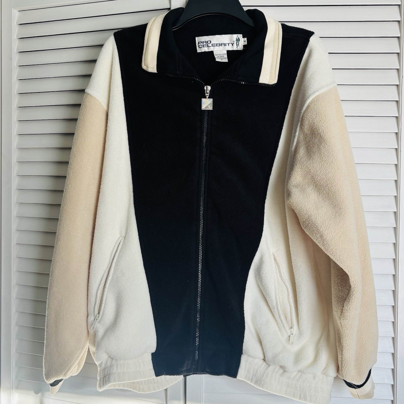 Vintage 90s Y2K Sporty Golf Fleece Jacket Excellent Condition Size M Black Zip