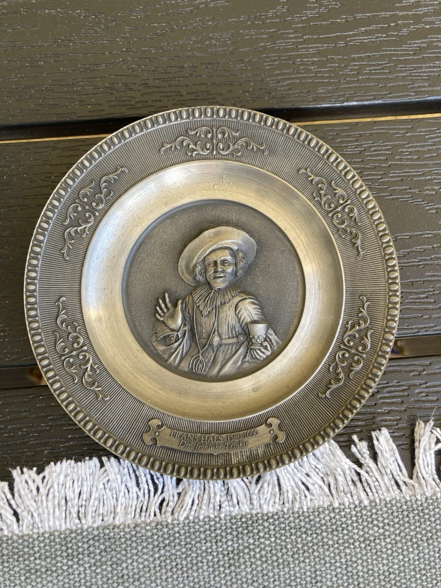 WMF Zinn Wandteller mit Relief & Aufhängung „Frans Hals – Der fröhliche Trinker“