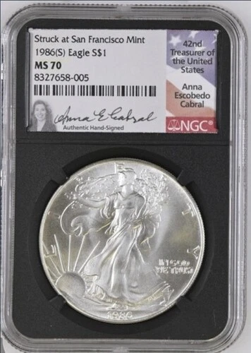 1986 S American Silver Eagle NGC MS70 Anna Cabral RARE  # 5 !  GEM!💥