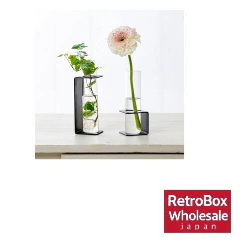 TETSUNAGI CC Long Glass Test Tube Flower Vase Black Japan
