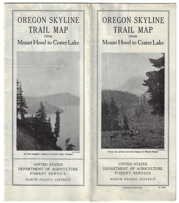 1925 Oregon Skyline Trail Map Mount Hood to Crater Lake Hiking National Park