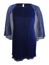 Calvin Klein Women's Petite Cape Shift Dress (12P, Ultrmarine/Black)