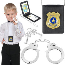 Police Toys, Kids Policeman Pretend Play Toys with Police Badge and Metal Handcu
