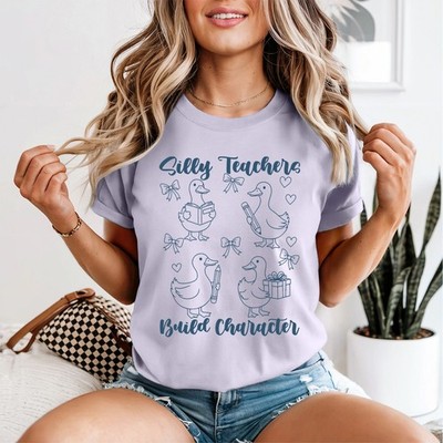 Silly Duck Lehrerin Damen T-Shirt süße Figur lustig Cartoon Lehrer Geschenk