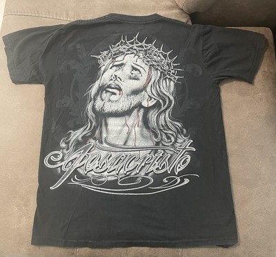 VTG Jesuscristo Jesus Christian Crown of Thorns Blood Sin Rap Tee T-Shirt L
