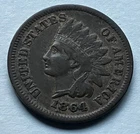 1864 Indian Head Cent, L on Ribbon, Nice Brown, Problem-Free, Fine/Very Fine