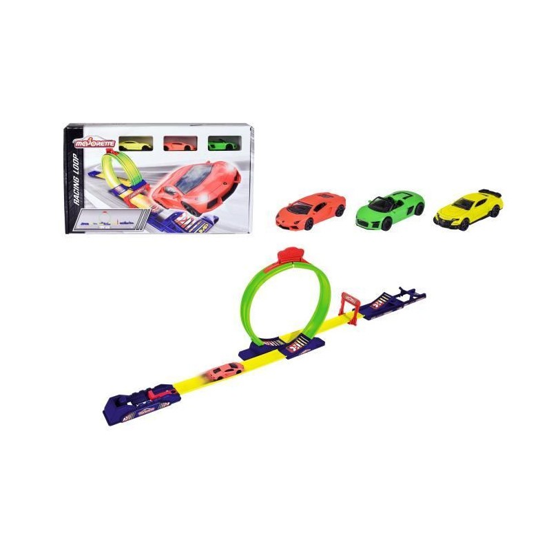 Majorette Racing Loop : Piste de Lancement de circuit de voiture avec looping pour enfant