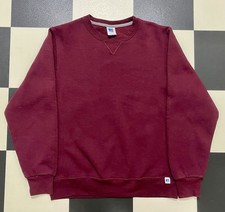 Vintage Russell Athletic Blank Crewneck Sweatshirt Burgundy Mens Medium