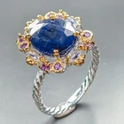 Handmade 7 ct+ Blue Sapphire Ring 925 Sterling Silver Size 7.5 /R461986