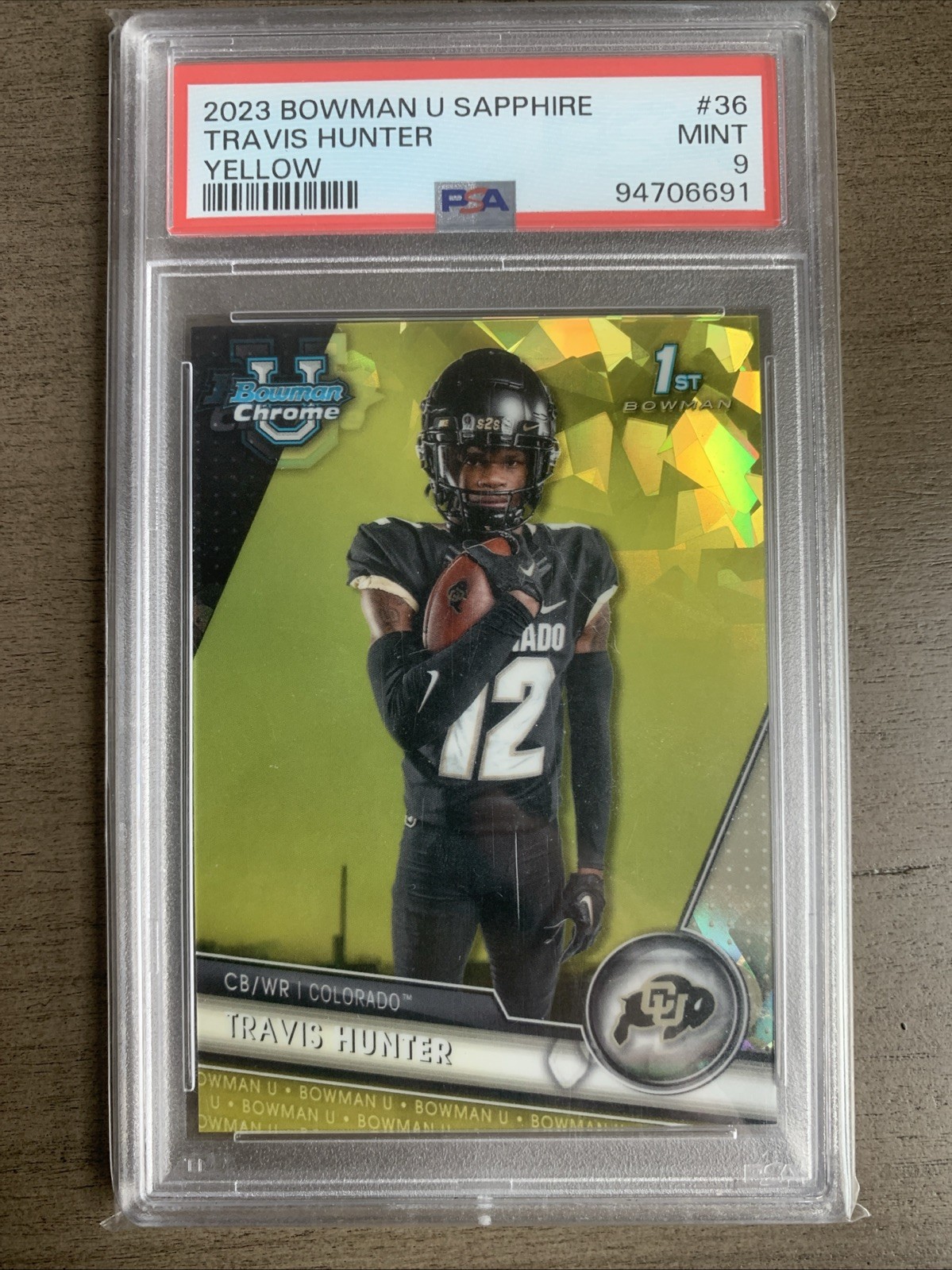 2023 Bowman University Chrome Sapphire Edition - Yellow travis Hunter  /75