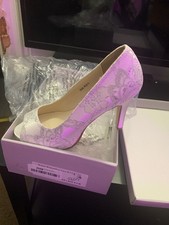 white silver lace heels