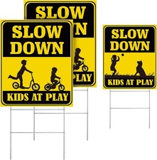 Slow Down Children Playing Sign 15.5 x 13 Inch Double-Sided Yard Sign