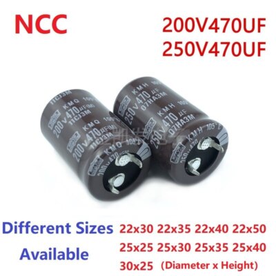 2Pcs/Lot NCC 470uF 200V / 470uF 250V 200V470uF/ 250V470uF Snap-in PSU capacitor