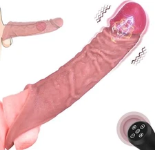 Vibrating Penis Sleeve Extender Cock Ring Vibrator Extension For Men Couple Toys