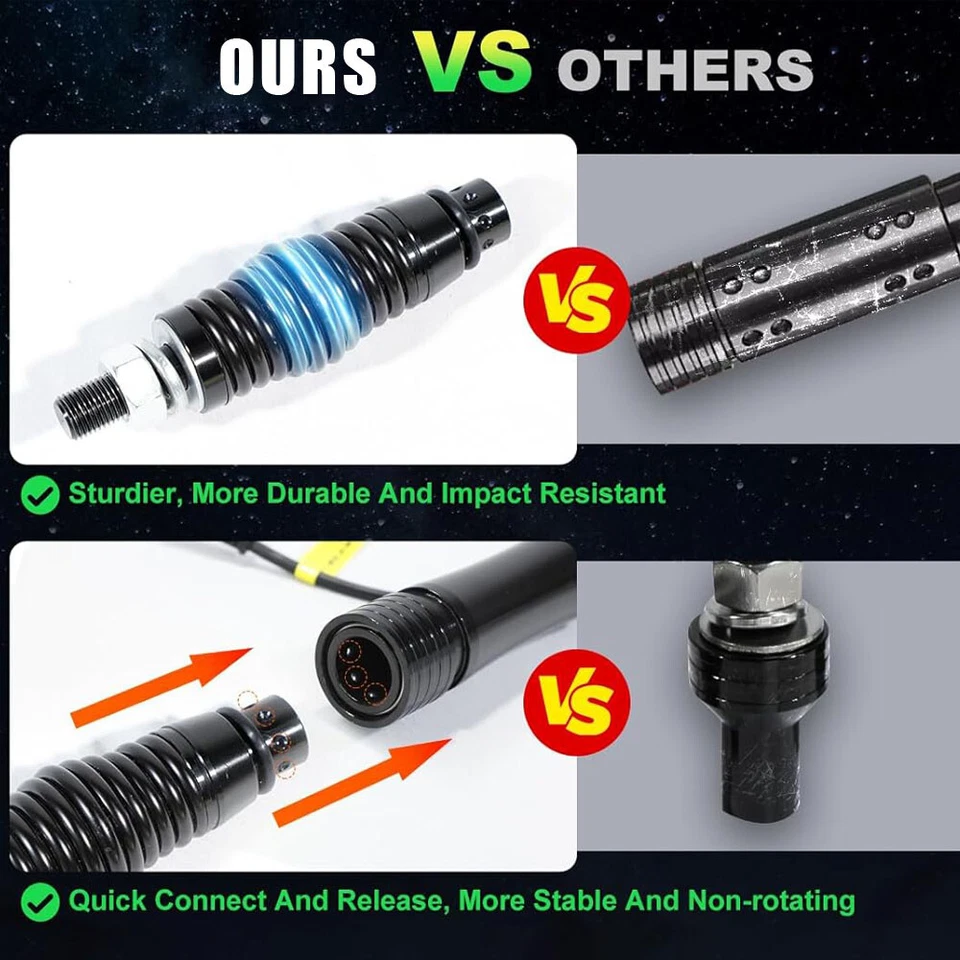 Luces de látigo LED 2 piezas de 2 pies con base de resorte y control remoto para camión Can-Am SXS Foto 2 de 4