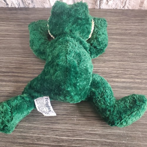 Russ Berrie grüner Frosch Friggles Plüsch Beanie Tier 9 Zoll liegt flach Samtstruktur - Bild 4 von 7