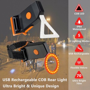 USB Rechargeable Bike Rear Tail Light LED Bicycle Warning Safety Smart Lamp New