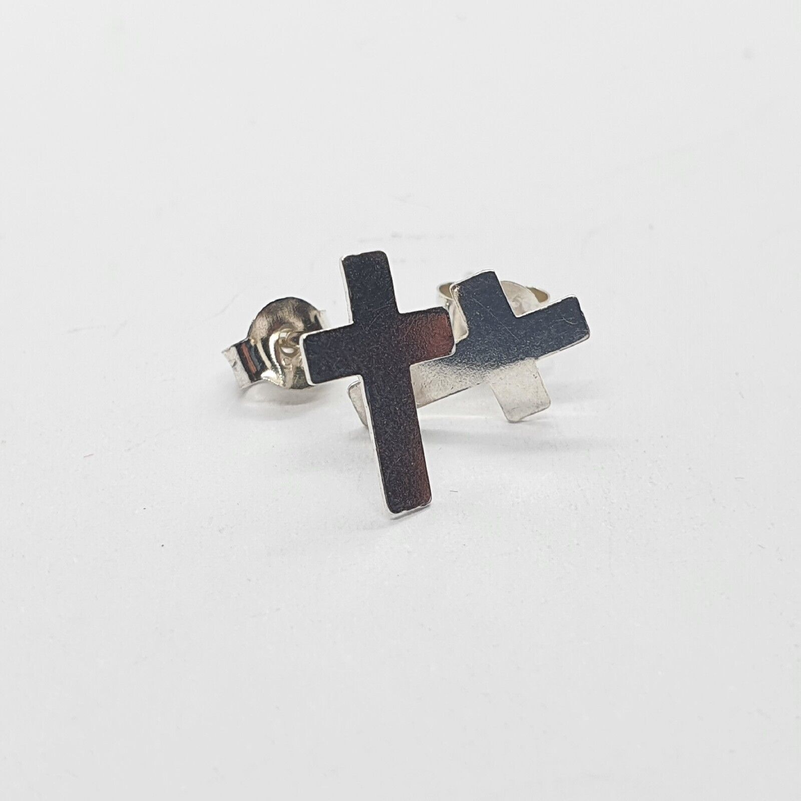 Solid Sterling Silver 925 Religious Cross Stud Ea… - image 3