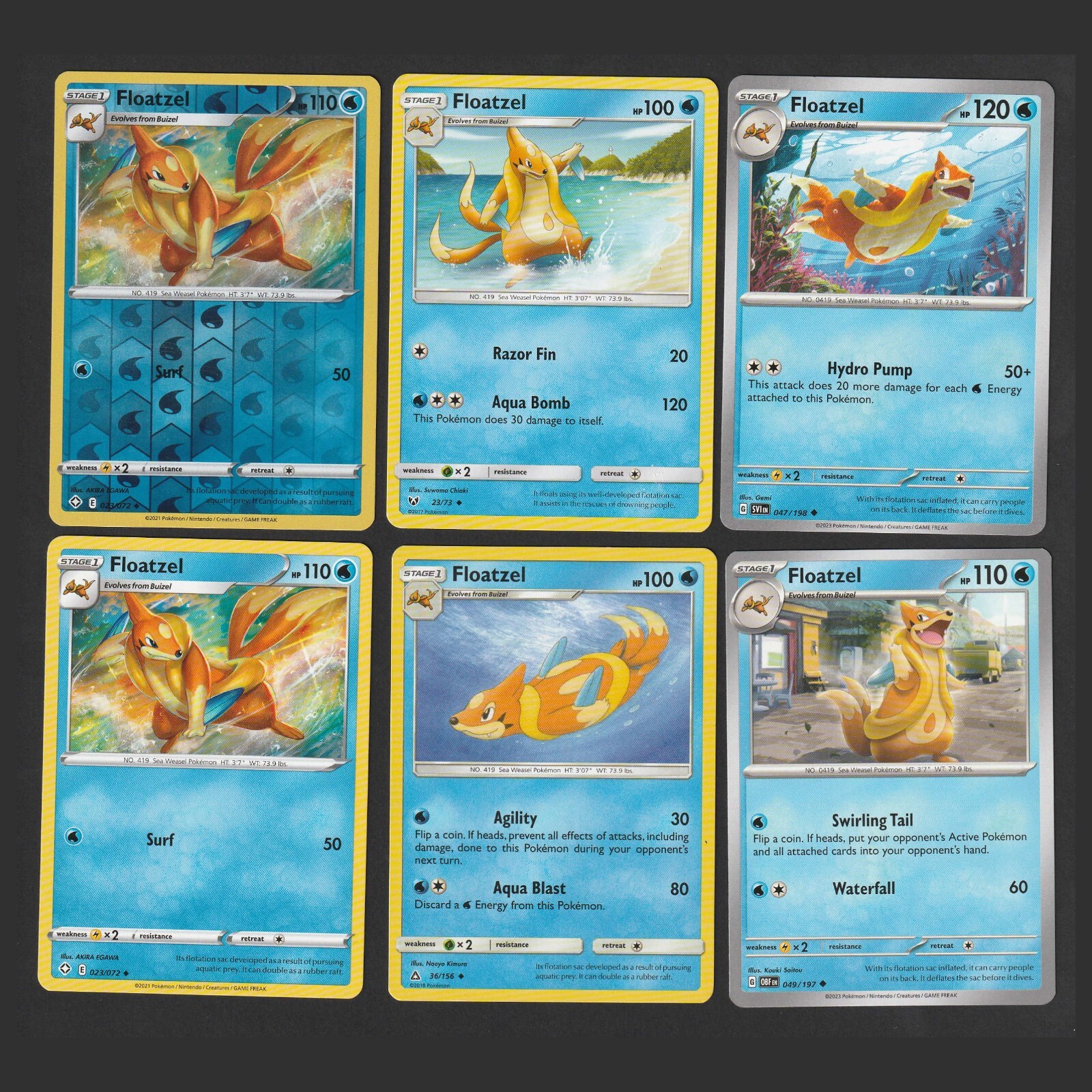 Floatzel Pokemon Card Collection Set of 6 English Cards Reverse Holo Rare