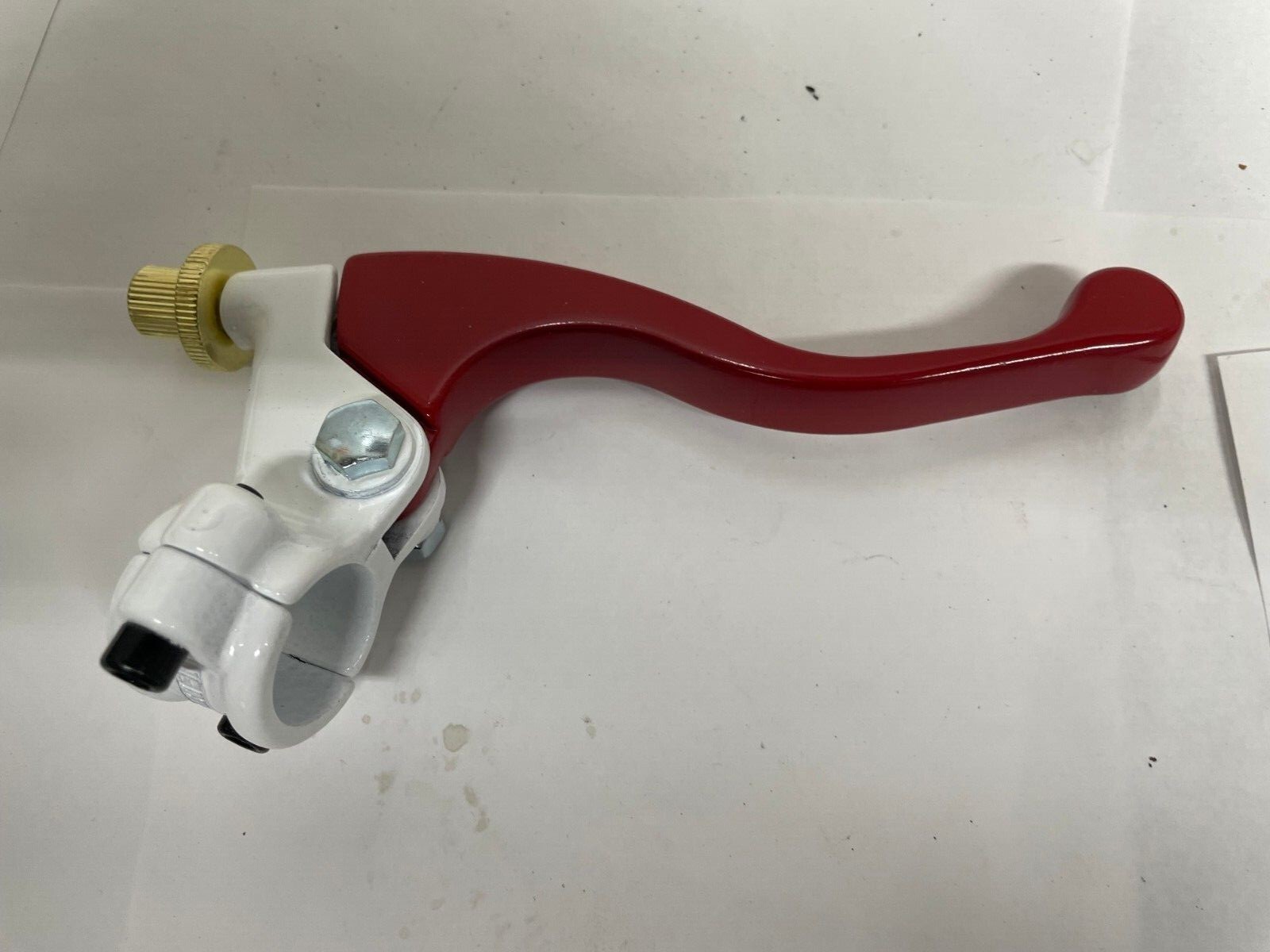 SHORTY RED/WHITE BRAKE LEVER PERCH ASSEMBLY KAWASAKI DIRT BIKES WITH DRUM BRAKE