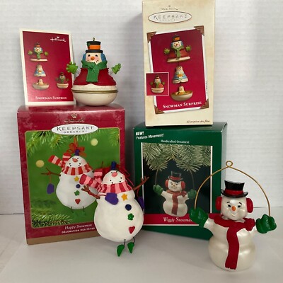 Hallmark SNOWMAN Ornaments WIGGLY SNOWMAN  HAPPY SNOWMAN SURPRISE Y