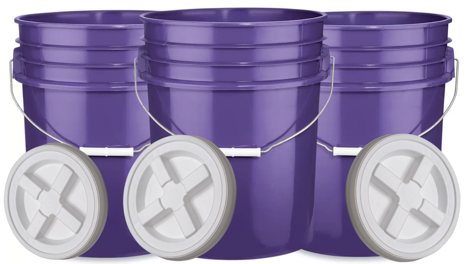 5 Gal Food Grade Plastic bucket container with Screw On Gasket lid( Pack of 3)