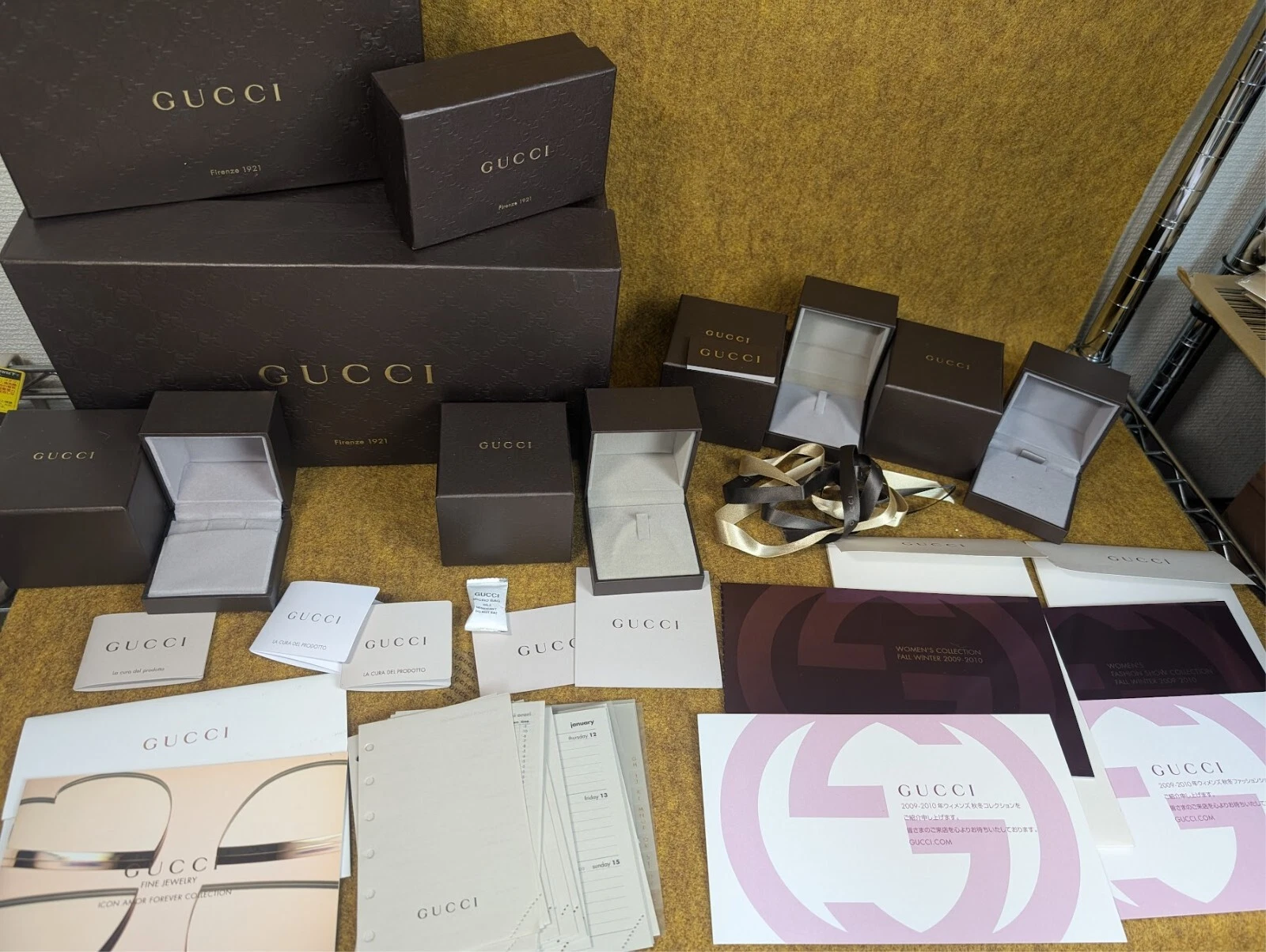 LOT Gucci bijoux boîte cadeau bague étui ruban collier rangement LOT 200120425 YZ