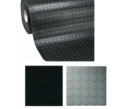 TAPPETO GOMMA Bolle NERO/GRIGIO IN PVC COPERTURA PAVIMENTO H 1 MT SPESSORE MM. 1