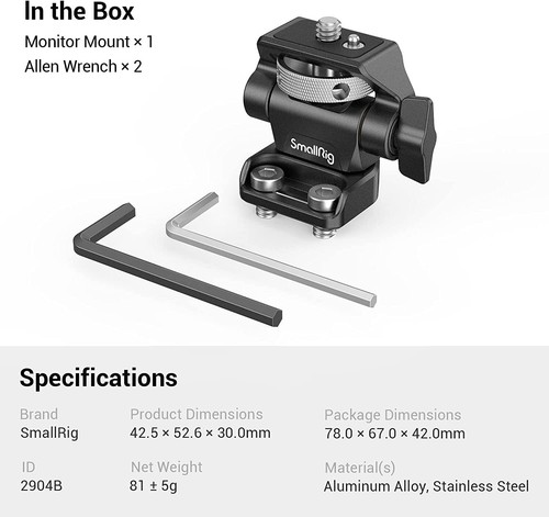 SmallRig Swivel and Tilt Adjustable Monitor Mount with 1/4" Screws Mount 2904B - Picture 8 of 8