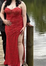 red sequins spaghetti strap dress