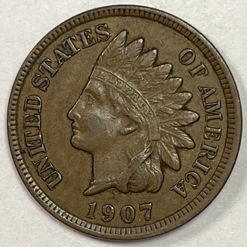 1907 Indian Head Cent Choice Extremely Fine XF+ Coin #18006