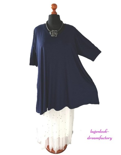 Lagenlook A-Linie Long-Glocken-Basic-Shirt Tunika Jersey 44 46 48 50 52 54 56 58 - Bild 19 von 28