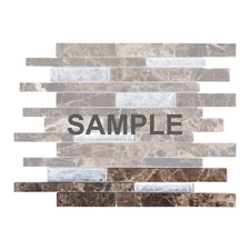 Brown Emperador Dark Marble Stone Silver Foiled Glass Mosaic Tile Backsplash