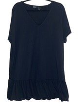 ASOS DESIGN BUBBLE HEM SHIRT DRESS BLACK SIZE M