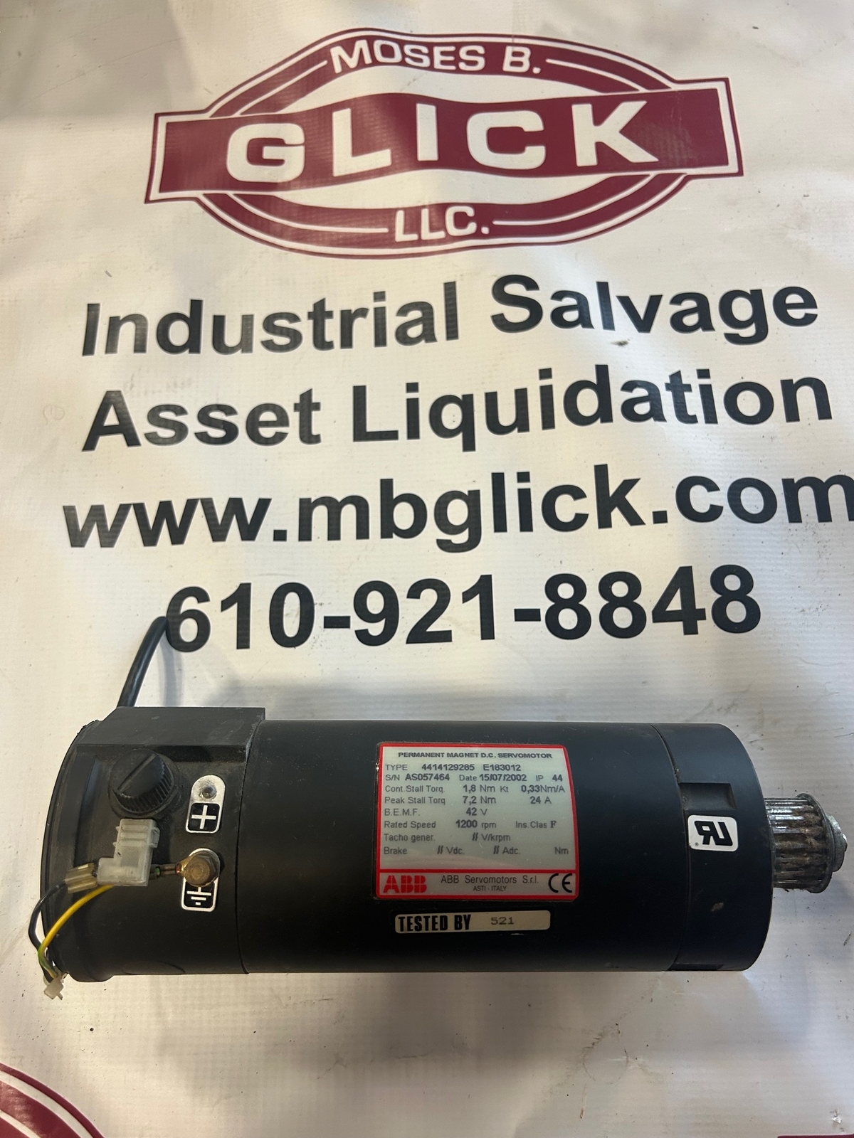 ABB Permanent Magnet DC Servo Motor Model 4414129285 E183012