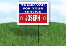 JOSEPH THANK YOU SERVICE 18 in x 24 in Yard Sign Road Sign with Stand