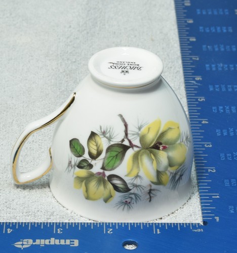 Taza de té y platillo de magnolia con flores amarillas de porcelana de hueso de duquesa - Imagen 5 de 11