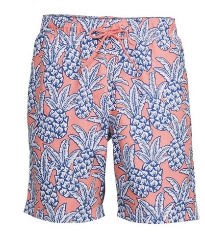 George Herren 3XL All Guy Badeanzug Shorts Badehose über Knie Koralle Ananas