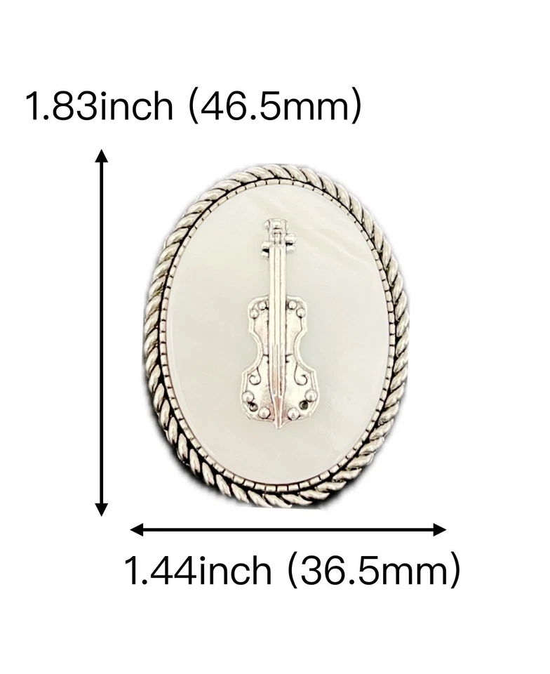 Madre de la Perla y Plata Violín Bolo Corbata Western Cuero Real Cuerda Collar Foto 3 de 4