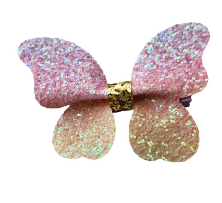 NEW 7cm Rainbow Ombre Glitter Butterfly Shape Hair Folk Clip Slide Fashion