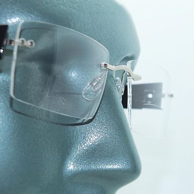 Frameless Bifocal Reading Glasses Floating Lens Tech Black Arms  Detail